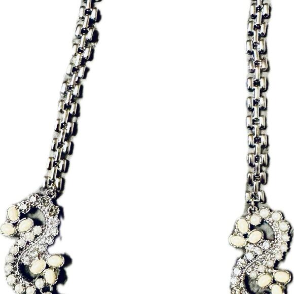 Necklace - Ann Taylor - rhinestones and imitation pearls silver tone - Picture 4 of 4